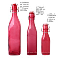 empty red color  250ml 500ml 1000ml Swing Top Square Glass Bottles for Oil Beer Beverage